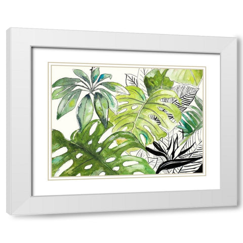 Green Palms Selva I White Modern Wood Framed Art Print with Double Matting by Pinto, Patricia
