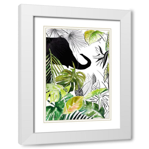 Elefante Negro II White Modern Wood Framed Art Print with Double Matting by Pinto, Patricia
