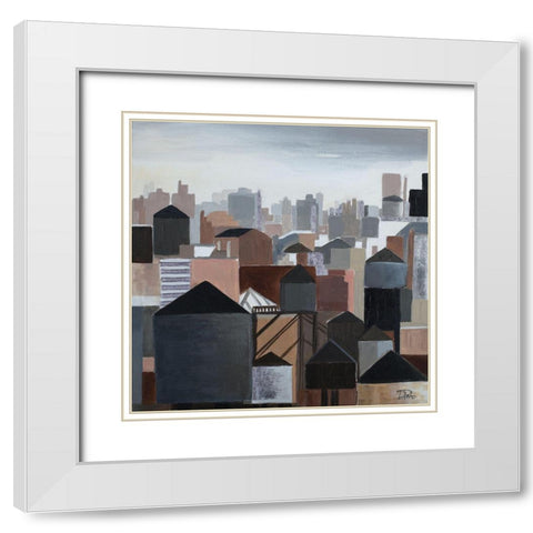 Urban White Modern Wood Framed Art Print with Double Matting by Pinto, Patricia