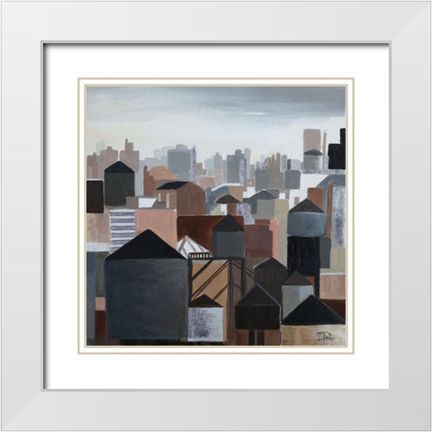 Urban White Modern Wood Framed Art Print with Double Matting by Pinto, Patricia