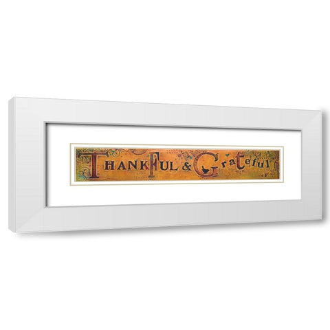 Thankful and Grateful White Modern Wood Framed Art Print with Double Matting by Kinnison, Carolyn