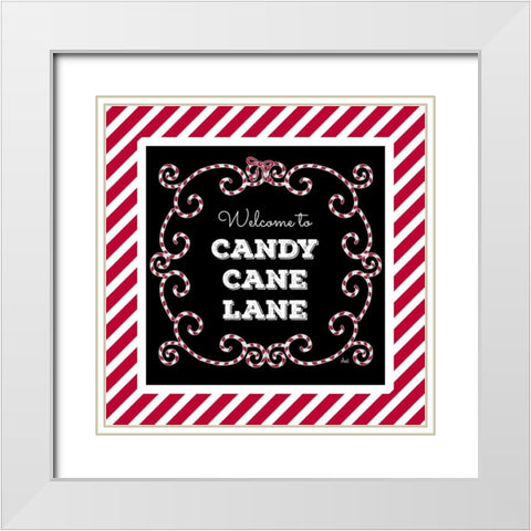 Welcome to Candy Cane Lane White Modern Wood Framed Art Print with Double Matting by Metz, Andi