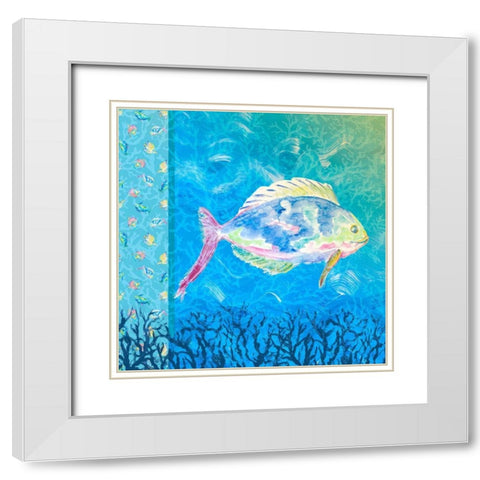 Under the Sea I White Modern Wood Framed Art Print with Double Matting by DeRice, Julie