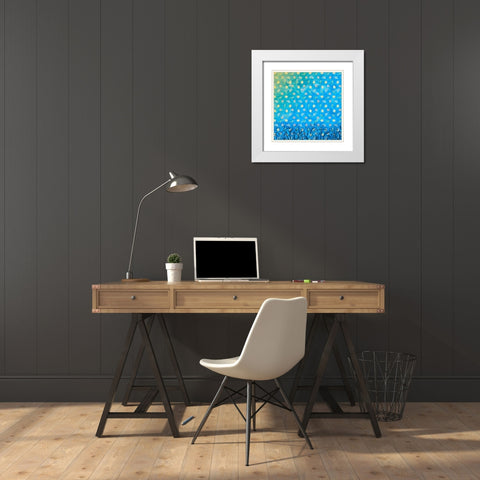 Swim with the Fish Pattern (dark blue) White Modern Wood Framed Art Print with Double Matting by DeRice, Julie
