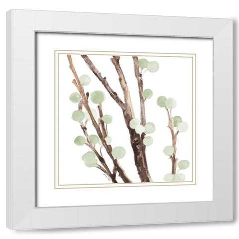 Mint Berry Stems White Modern Wood Framed Art Print with Double Matting by Loreth, Lanie