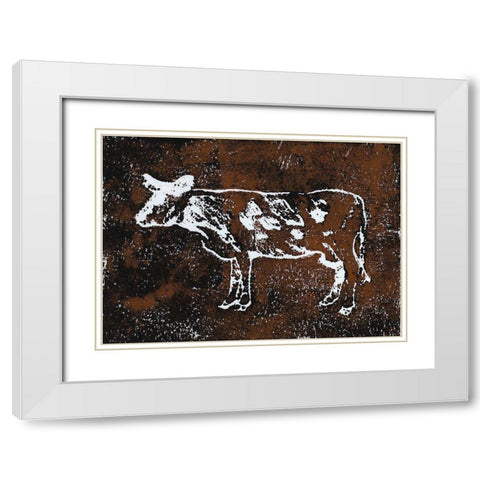 Country Cow White Modern Wood Framed Art Print with Double Matting by Loreth, Lanie