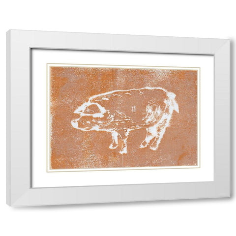 Country Pig White Modern Wood Framed Art Print with Double Matting by Loreth, Lanie