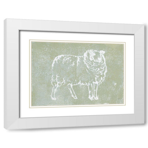 Country Sheep White Modern Wood Framed Art Print with Double Matting by Loreth, Lanie