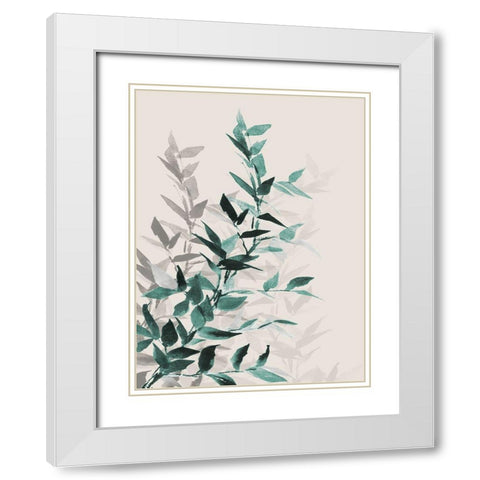 Green Tonal Leaves I White Modern Wood Framed Art Print with Double Matting by Loreth, Lanie