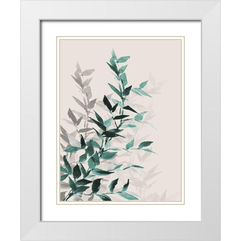 Green Tonal Leaves I White Modern Wood Framed Art Print with Double Matting by Loreth, Lanie