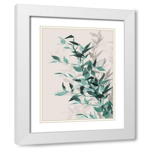 Green Tonal Leaves II White Modern Wood Framed Art Print with Double Matting by Loreth, Lanie