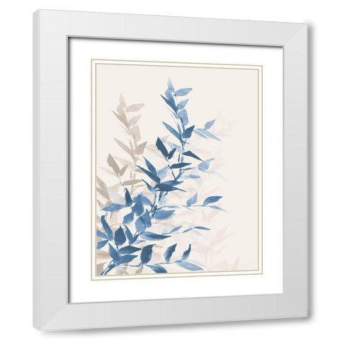 Blue Branch I White Modern Wood Framed Art Print with Double Matting by Loreth, Lanie