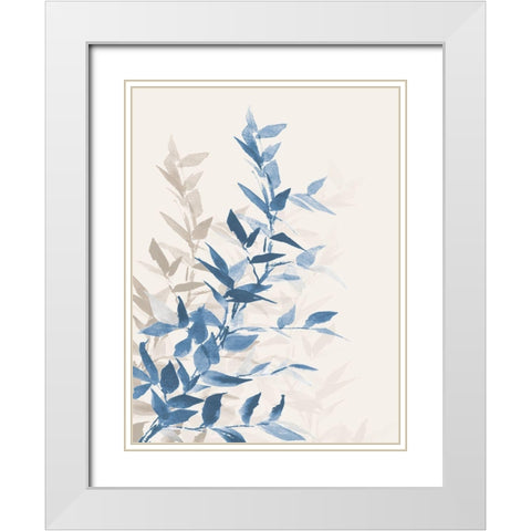 Blue Branch I White Modern Wood Framed Art Print with Double Matting by Loreth, Lanie