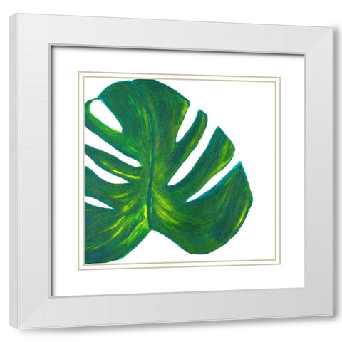 Minty Greens White Modern Wood Framed Art Print with Double Matting by Danelle, B.