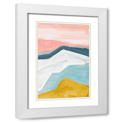 Geometric Mountains White Modern Wood Framed Art Print with Double Matting by Danelle, B.