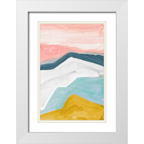 Geometric Mountains White Modern Wood Framed Art Print with Double Matting by Danelle, B.
