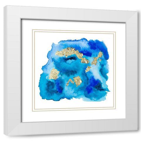 Gold Flake Blue White Modern Wood Framed Art Print with Double Matting by Danelle, B.