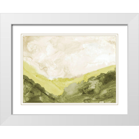 Washed Green Landscape White Modern Wood Framed Art Print with Double Matting by Danelle, B.