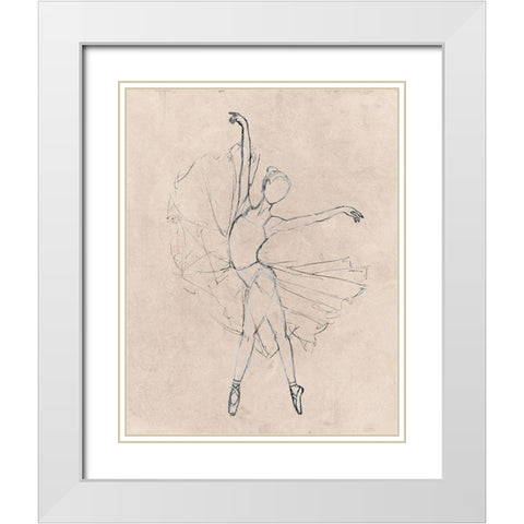 Monochrome Ballerina White Modern Wood Framed Art Print with Double Matting by SD Graphics Studio