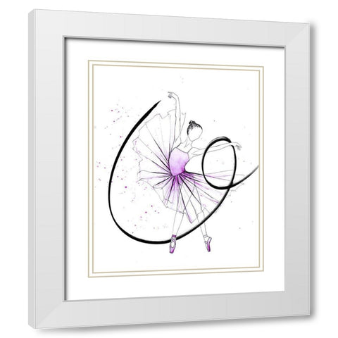 Dancing Ballerina I White Modern Wood Framed Art Print with Double Matting by SD Graphics Studio