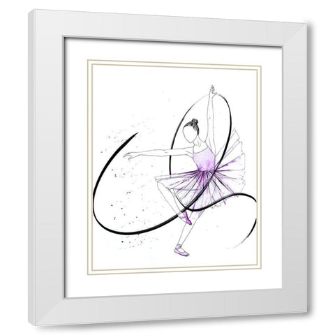 Dancing Ballerina II White Modern Wood Framed Art Print with Double Matting by SD Graphics Studio
