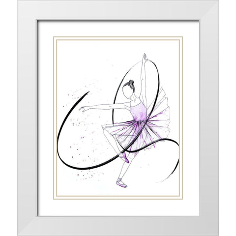 Dancing Ballerina II White Modern Wood Framed Art Print with Double Matting by SD Graphics Studio