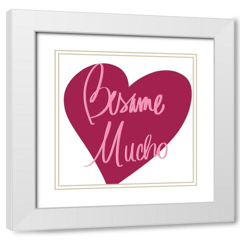 Besame Mucho White Modern Wood Framed Art Print with Double Matting by SD Graphics Studio