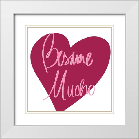 Besame Mucho White Modern Wood Framed Art Print with Double Matting by SD Graphics Studio