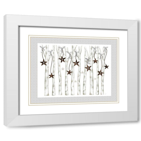 Merry and Bright Birch Trees I White Modern Wood Framed Art Print with Double Matting by Metz, Andi