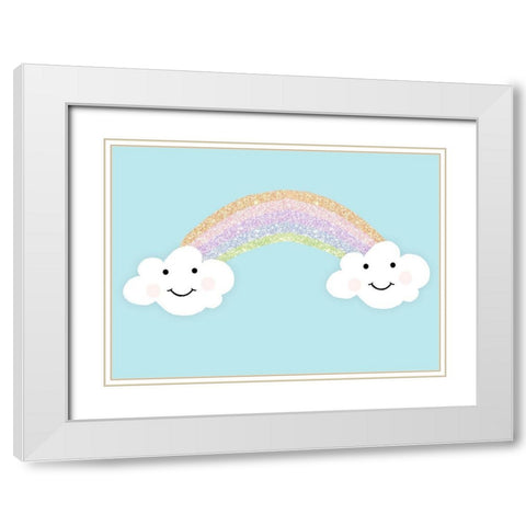 Happy Clouds White Modern Wood Framed Art Print with Double Matting by Quach, Anna