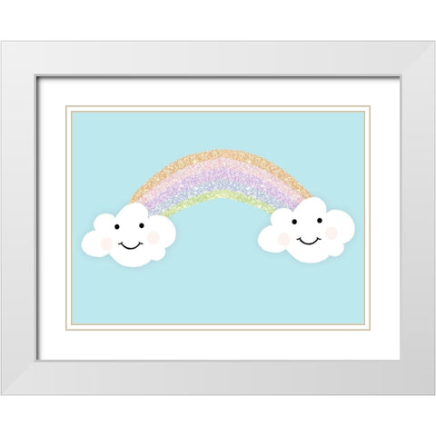 Happy Clouds White Modern Wood Framed Art Print with Double Matting by Quach, Anna