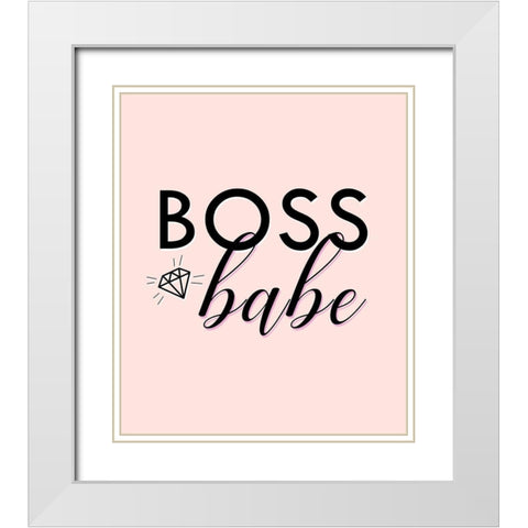 Boss Babe White Modern Wood Framed Art Print with Double Matting by Quach, Anna