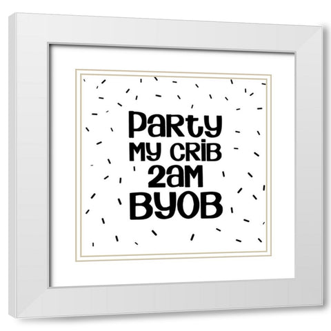 Crib Party White Modern Wood Framed Art Print with Double Matting by Quach, Anna