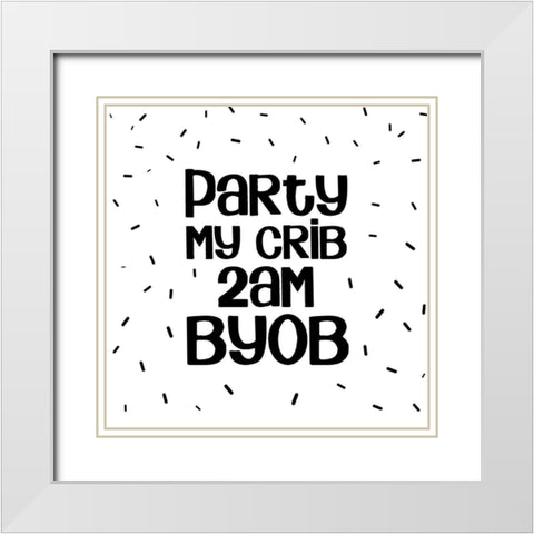 Crib Party White Modern Wood Framed Art Print with Double Matting by Quach, Anna