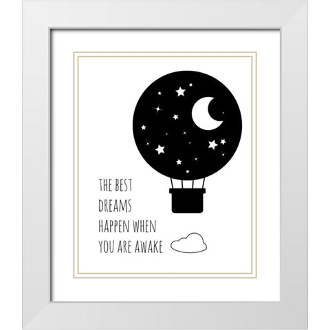 Best Dreams White Modern Wood Framed Art Print with Double Matting by Quach, Anna