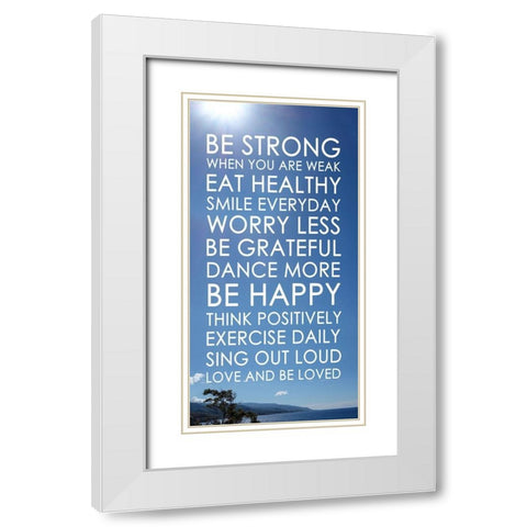 Be Strong White Modern Wood Framed Art Print with Double Matting by Quach, Anna