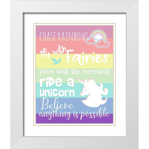 Chase Rainbows White Modern Wood Framed Art Print with Double Matting by Quach, Anna