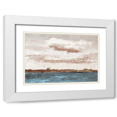 Cloudy Shores and Pink Skies White Modern Wood Framed Art Print with Double Matting by Green, Jenny