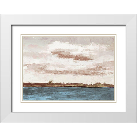 Cloudy Shores and Pink Skies White Modern Wood Framed Art Print with Double Matting by Green, Jenny