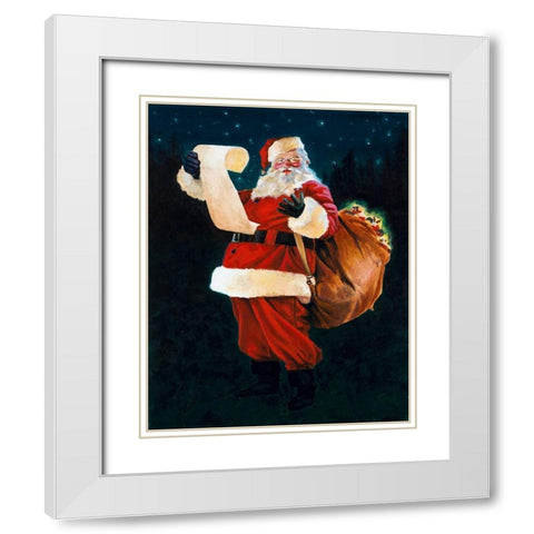 Jolly Old Saint Nick White Modern Wood Framed Art Print with Double Matting by Green, Jenny