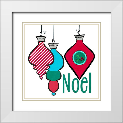 Joyful Christmas Ornaments III White Modern Wood Framed Art Print with Double Matting by Metz, Andi