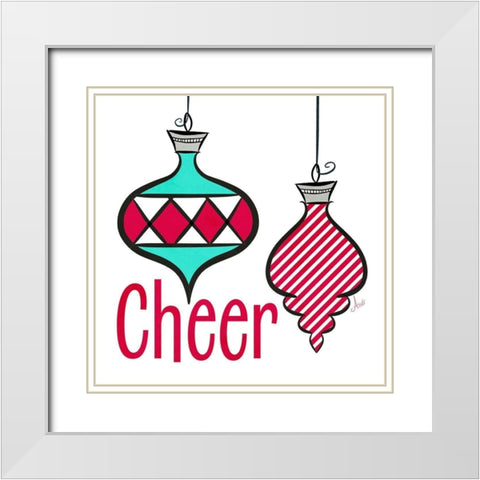 Joyful Christmas Ornaments I White Modern Wood Framed Art Print with Double Matting by Metz, Andi