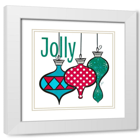 Joyful Christmas Ornaments IV White Modern Wood Framed Art Print with Double Matting by Metz, Andi