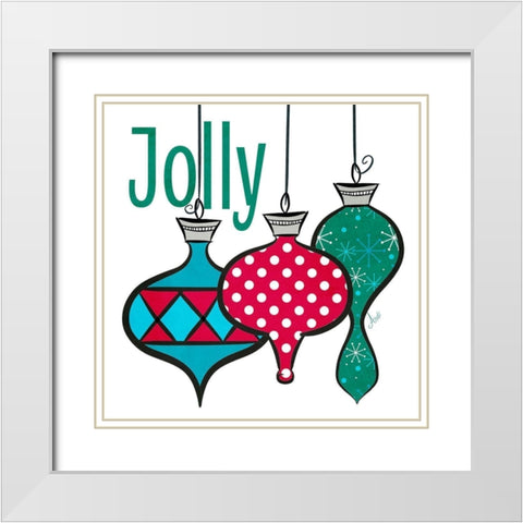 Joyful Christmas Ornaments IV White Modern Wood Framed Art Print with Double Matting by Metz, Andi