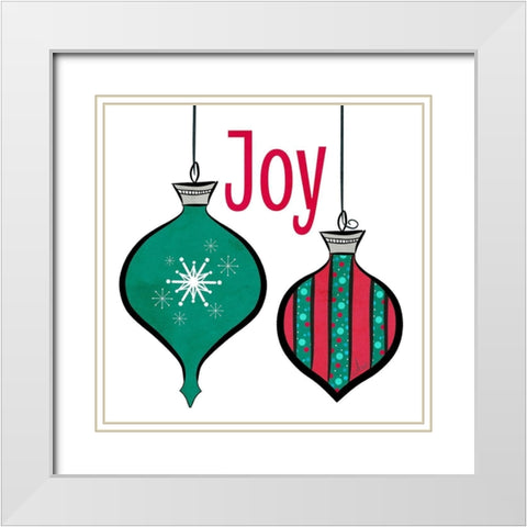 Joyful Christmas Ornaments II White Modern Wood Framed Art Print with Double Matting by Metz, Andi