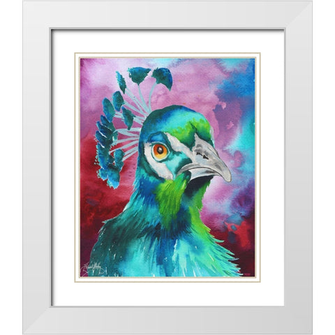 Peacocks of a Feather White Modern Wood Framed Art Print with Double Matting by Medley, Elizabeth