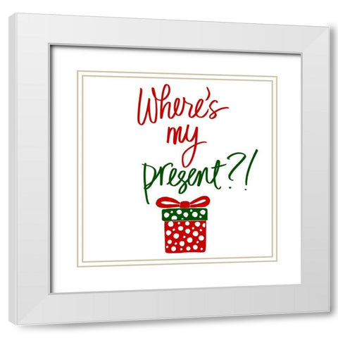 Wheres My Present White Modern Wood Framed Art Print with Double Matting by SD Graphics Studio