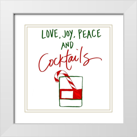 Christmas With Cocktails White Modern Wood Framed Art Print with Double Matting by SD Graphics Studio