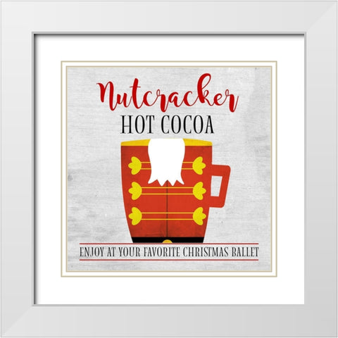 Nutcracker Hot Cocoa White Modern Wood Framed Art Print with Double Matting by Quach, Anna