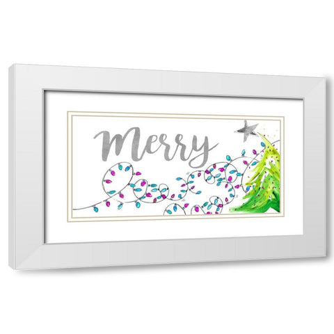 Merry with Lights White Modern Wood Framed Art Print with Double Matting by Pinto, Patricia
